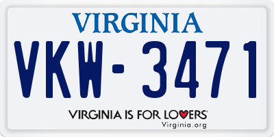 VA license plate VKW3471