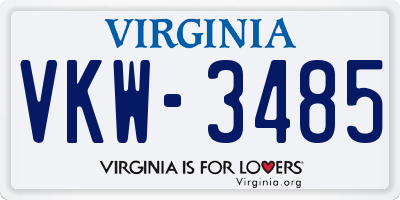 VA license plate VKW3485