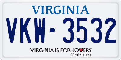 VA license plate VKW3532