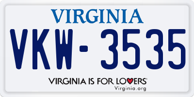 VA license plate VKW3535