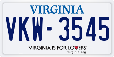 VA license plate VKW3545