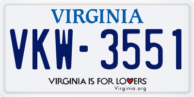VA license plate VKW3551