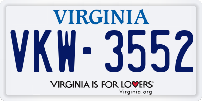 VA license plate VKW3552