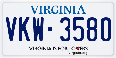 VA license plate VKW3580