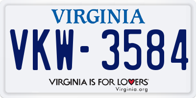 VA license plate VKW3584