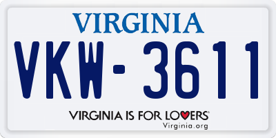 VA license plate VKW3611