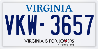 VA license plate VKW3657