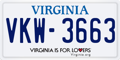 VA license plate VKW3663
