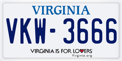 VA license plate VKW3666