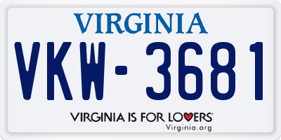 VA license plate VKW3681