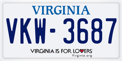 VA license plate VKW3687