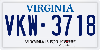 VA license plate VKW3718