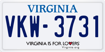 VA license plate VKW3731