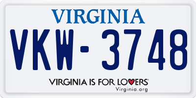 VA license plate VKW3748