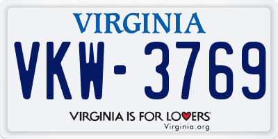 VA license plate VKW3769