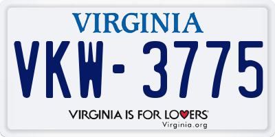 VA license plate VKW3775
