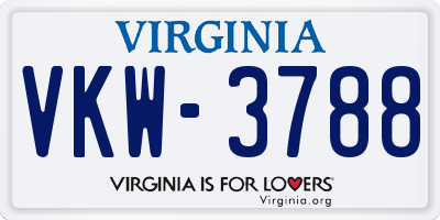 VA license plate VKW3788