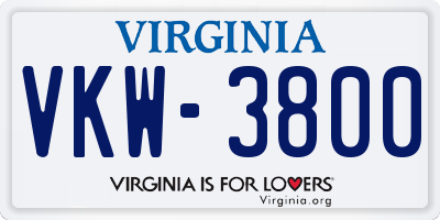 VA license plate VKW3800