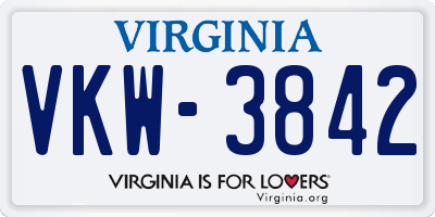 VA license plate VKW3842