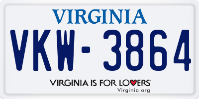VA license plate VKW3864