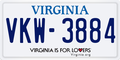 VA license plate VKW3884