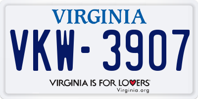 VA license plate VKW3907