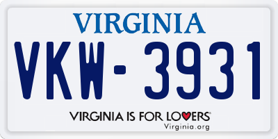 VA license plate VKW3931