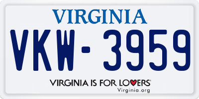 VA license plate VKW3959