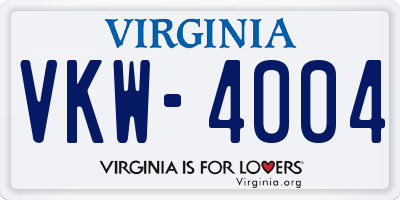 VA license plate VKW4004