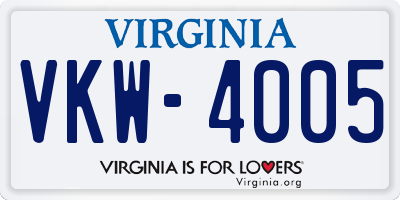 VA license plate VKW4005