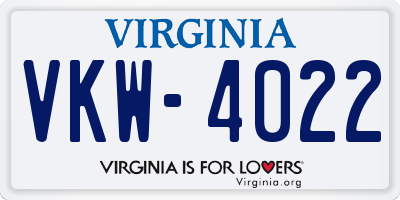 VA license plate VKW4022