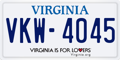 VA license plate VKW4045