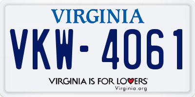 VA license plate VKW4061