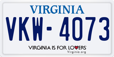 VA license plate VKW4073