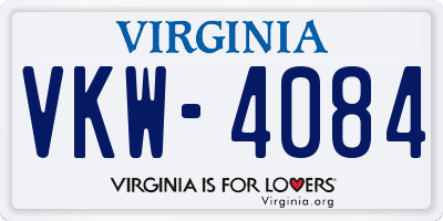 VA license plate VKW4084