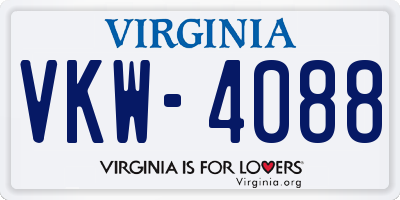 VA license plate VKW4088