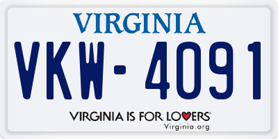 VA license plate VKW4091