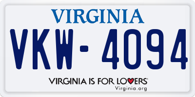 VA license plate VKW4094