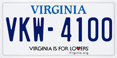 VA license plate VKW4100