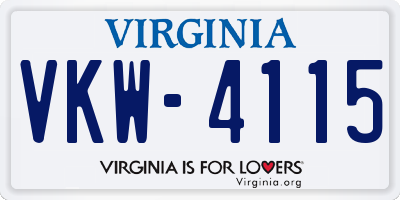 VA license plate VKW4115