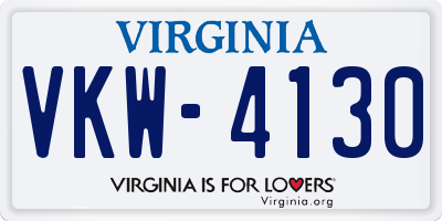 VA license plate VKW4130