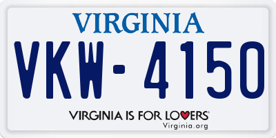 VA license plate VKW4150