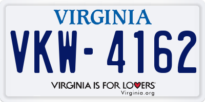 VA license plate VKW4162