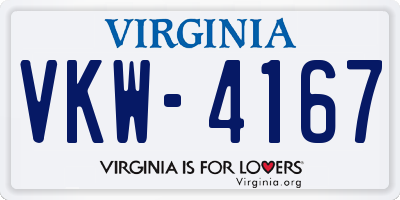 VA license plate VKW4167