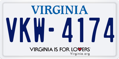 VA license plate VKW4174