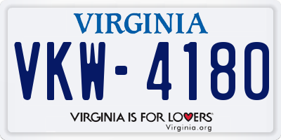 VA license plate VKW4180