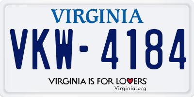VA license plate VKW4184
