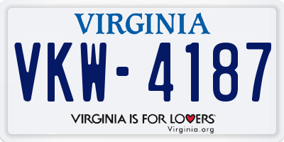 VA license plate VKW4187