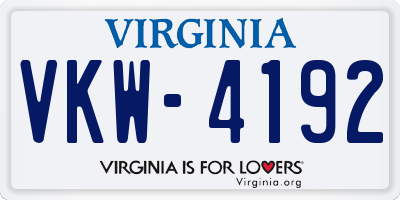 VA license plate VKW4192