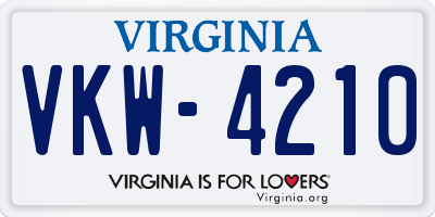 VA license plate VKW4210